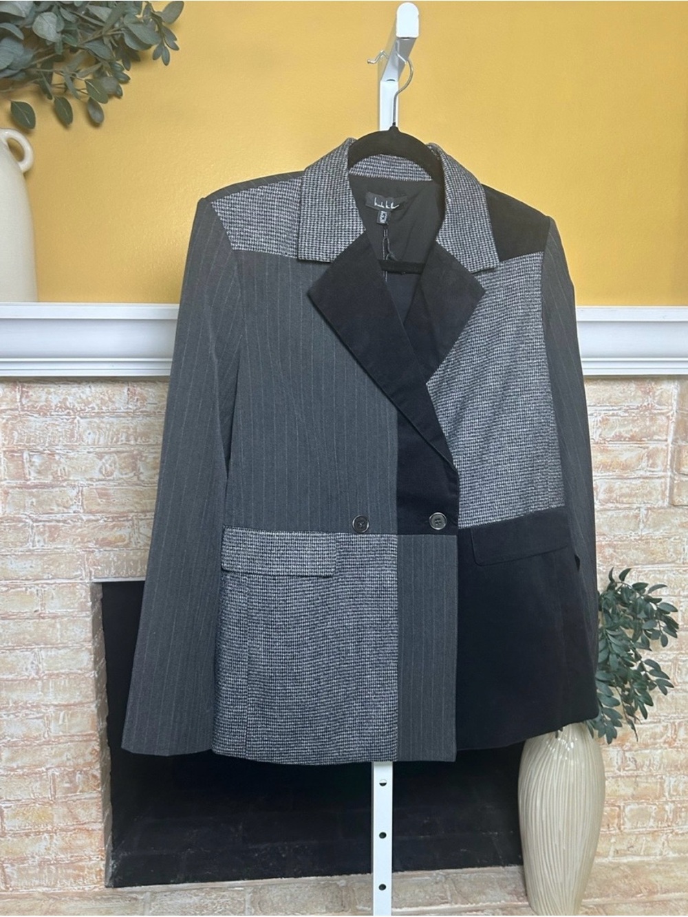 Nicole Miller Mixed Media Patchwork Double Breasted Blazer Womens XL NWT #C189 - Picture 2 of 9